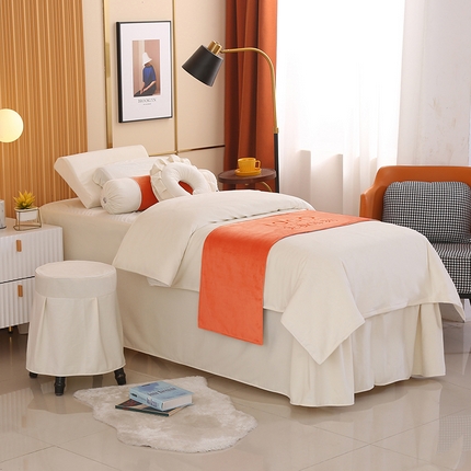 91家纺网 家纺一手货源 找家纺 琪宝阁 2024新款立丝绒美 容床罩套件-欧若拉 米白