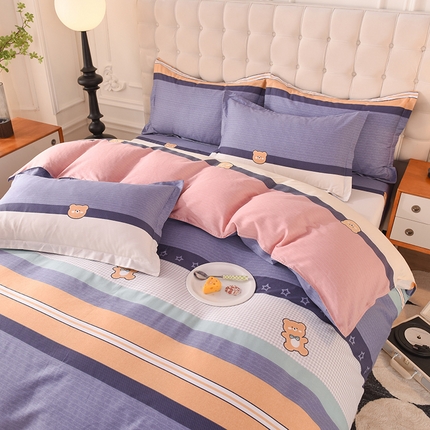 91家纺网 家纺一手货源 找家纺 （总）棉立方家纺 2023新款全棉喷气印花四件套及单品-床单款四件套