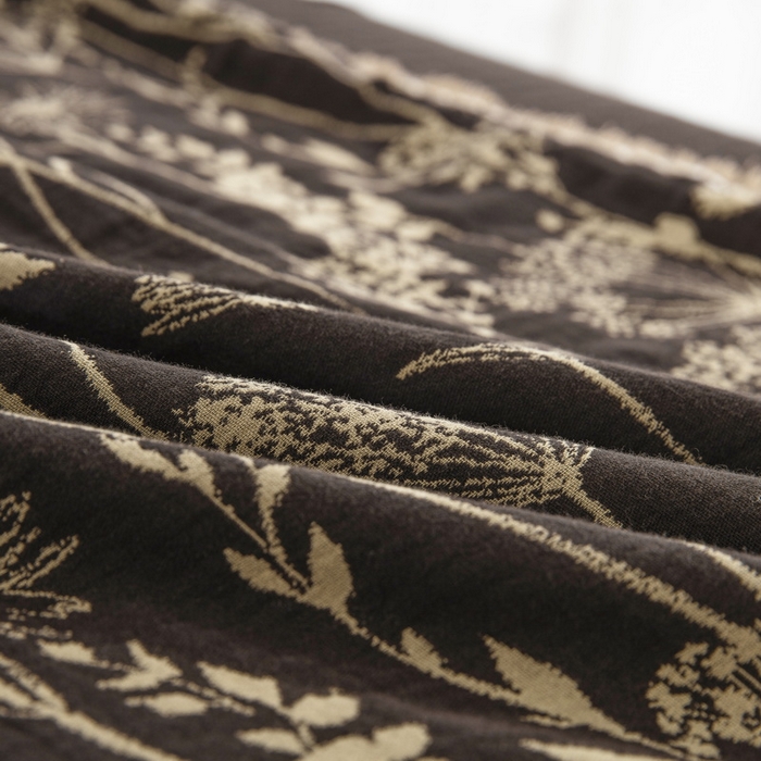 91家纺网 家纺一手货源 找家纺 鲁爱 2025新款全棉色织双层纱布流苏款四件套 云影-深咖