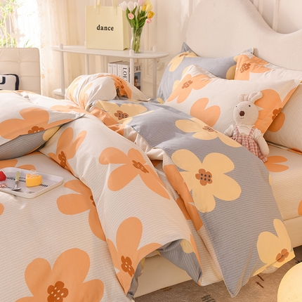 91家纺网 家纺一手货源 找家纺 （总）棉立方家纺 2023新款全棉喷气印花四件套及单品-床笠款四件套