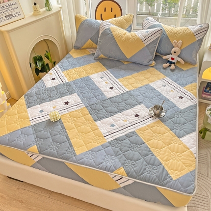 91家纺网 家纺一手货源 找家纺 （总）棉立方家纺 2023新款全棉夹棉喷气印花四件套及单品-单床笠