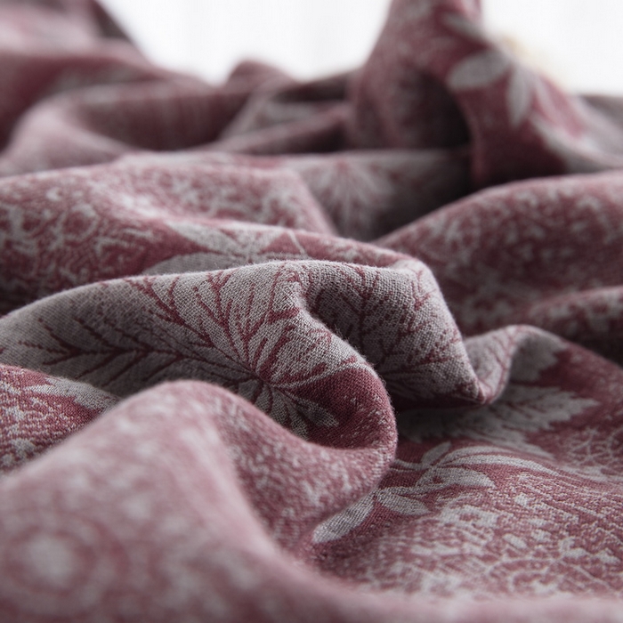 91家纺网 家纺一手货源 找家纺 鲁爱 2025新款全棉色织双层纱布流苏款四件套 秋韵-豆沙