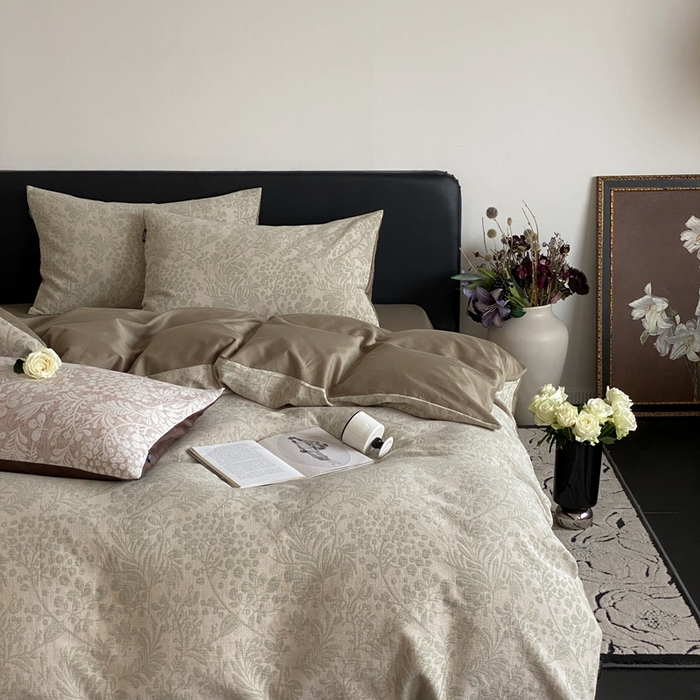 91家纺网 家纺一手货源 找家纺 赫帛 2024新款60支全棉色织提花水洗棉-七草 七草-绿色