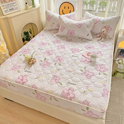 91家纺网 家纺一手货源 找家纺 （总）棉立方家纺 2023新款全棉夹棉喷气印花四件套及单品-单床笠