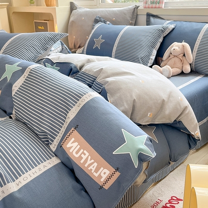 91家纺网 家纺一手货源 找家纺 （总）棉立方家纺 2023新款全棉喷气印花四件套 风格2-床单款四件套