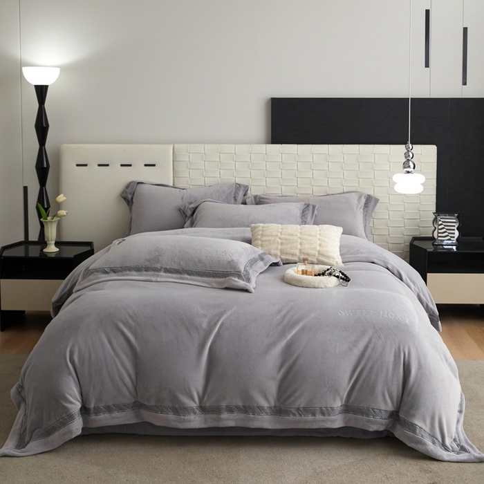 91家纺网 家纺一手货源 找家纺 榻尚 2024新款高绒公主绒四件套-低调的华丽 低调的华丽-大象灰