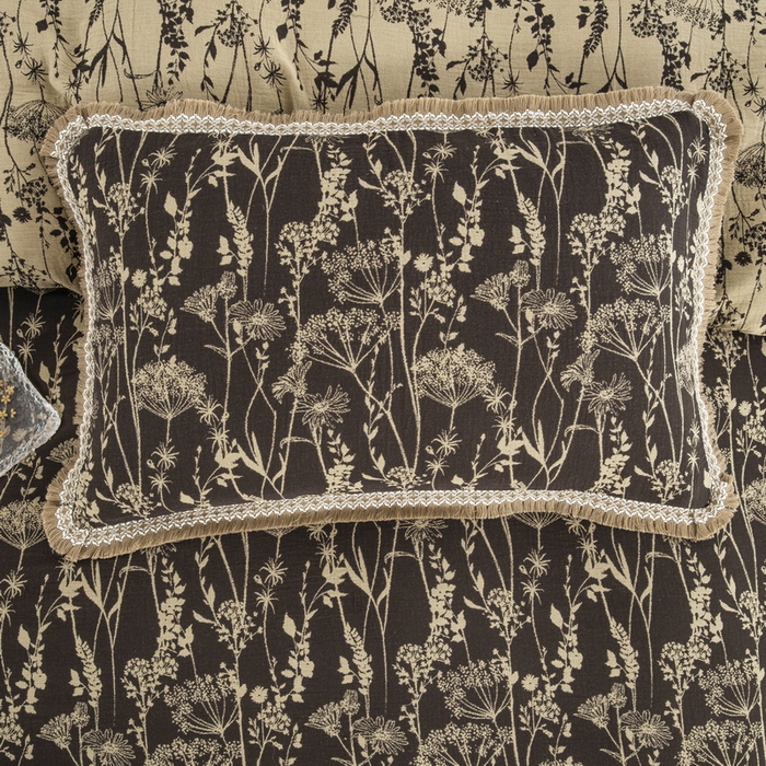 91家纺网 家纺一手货源 找家纺 鲁爱 2025新款全棉色织双层纱布流苏款四件套 云影-深咖