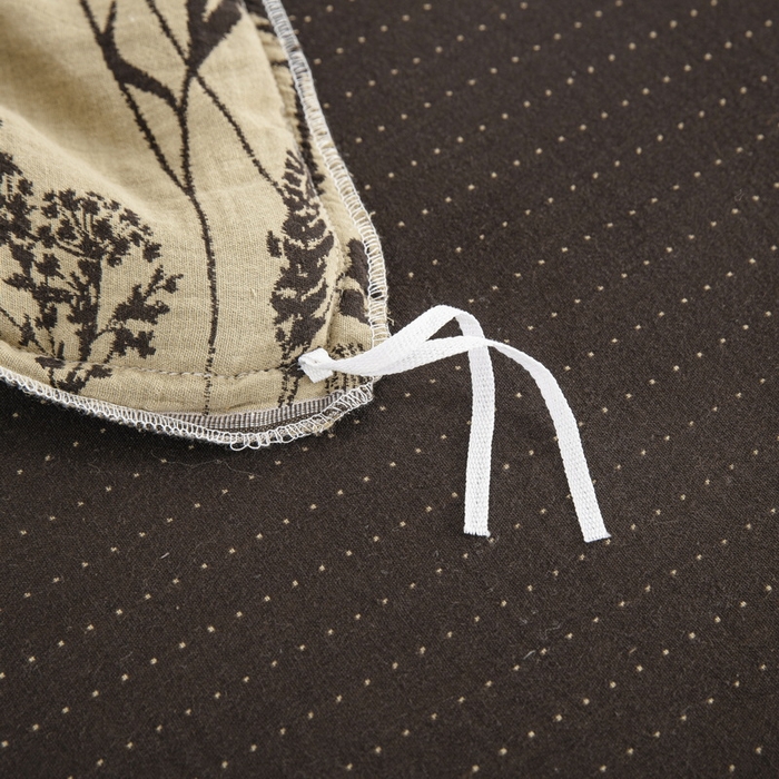 91家纺网 家纺一手货源 找家纺 鲁爱 2025新款全棉色织双层纱布流苏款四件套 云影-深咖