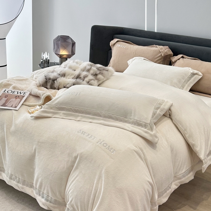 91家纺网 家纺一手货源 找家纺 榻尚 2024新款高绒公主绒四件套-低调的华丽 低调的华丽-象牙白