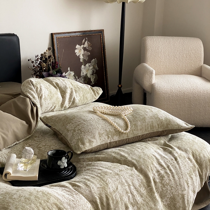 91家纺网 家纺一手货源 找家纺 （总）赫帛 2024新款60支全棉色织提花水洗棉-椿野