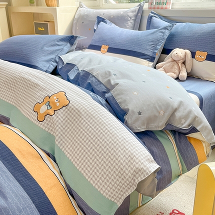 91家纺网 家纺一手货源 找家纺 （总）棉立方家纺 2023新款全棉喷气印花四件套 风格2-床笠款四件套