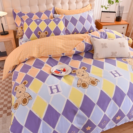 91家纺网 家纺一手货源 找家纺 （总）棉立方家纺 2023新款全棉喷气印花四件套及单品-床单款四件套