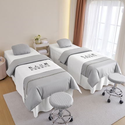 91家纺网 家纺一手货源 找家纺 乐逸家纺 2024新款全棉花边系列四季美 容床罩 全棉花边灰拼白