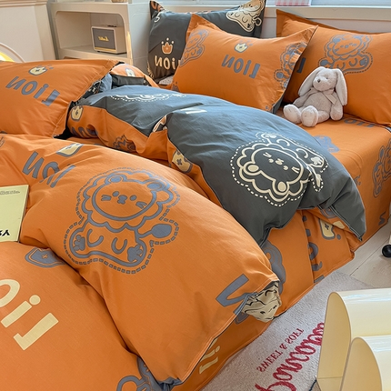 91家纺网 家纺一手货源 找家纺 （总）棉立方家纺 2023新款全棉喷气印花四件套 风格2-床笠款四件套