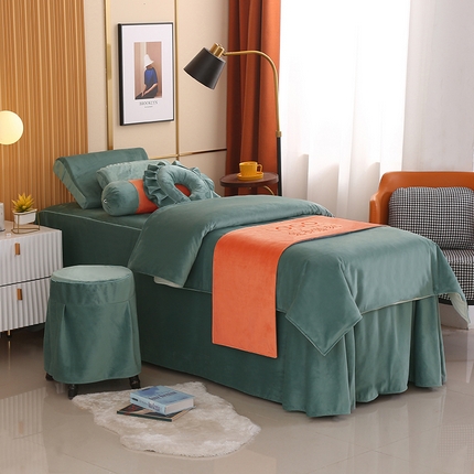 91家纺网 家纺一手货源 找家纺 琪宝阁 2024新款立丝绒美 容床罩套件-欧若拉 绿色