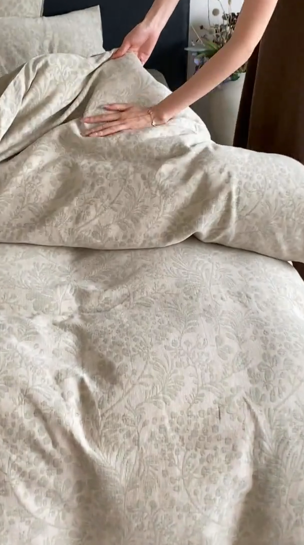 91家纺网 家纺一手货源 找家纺 赫帛 2024新款60支全棉色织提花水洗棉-七草 七草-绿色