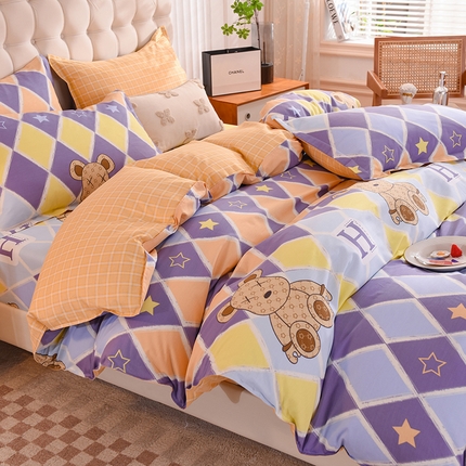 91家纺网 家纺一手货源 找家纺 （总）棉立方家纺 2023新款全棉喷气印花四件套及单品-床笠款四件套