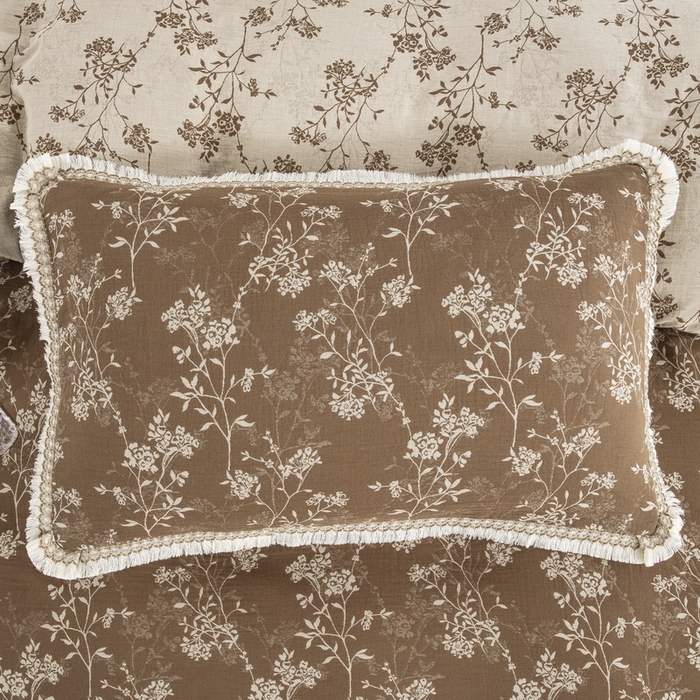 91家纺网 家纺一手货源 找家纺 鲁爱 2025新款全棉色织双层纱布流苏款四件套 惊鸿-浅咖