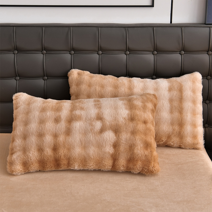 91家纺网 家纺一手货源 找家纺 爱上家居 2024新款AB版兔兔绒牛奶绒四件套 驼色