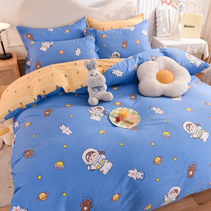 91家纺网 家纺一手货源 找家纺 （总）棉立方家纺 2023新款全棉喷气印花四件套及单品-床单款四件套