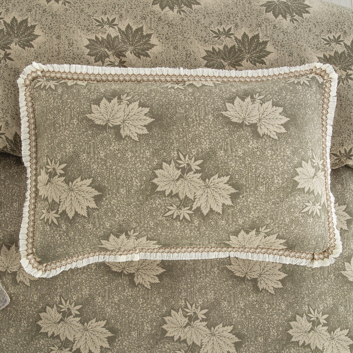 91家纺网 家纺一手货源 找家纺 鲁爱 2025新款全棉色织双层纱布流苏款四件套 秋韵-绿