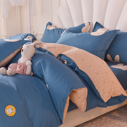 91家纺网 家纺一手货源 找家纺 （总）棉立方家纺 2023新款全棉喷气印花四件套及单品-床笠款四件套