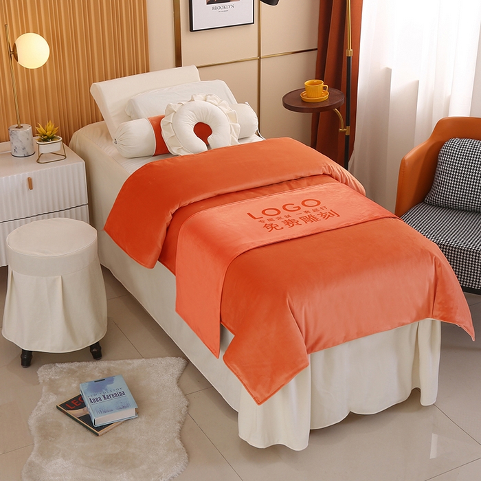 91家纺网 家纺一手货源 找家纺 琪宝阁 2024新款立丝绒美 容床罩套件-欧若拉 桔色
