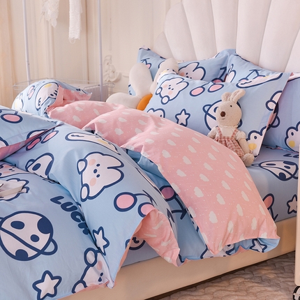 91家纺网 家纺一手货源 找家纺 （总）棉立方家纺 2023新款全棉喷气印花四件套及单品-床笠款四件套