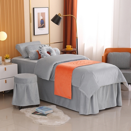 琪宝阁 2024新款立丝绒美 容床罩套件-欧若拉 蓝灰