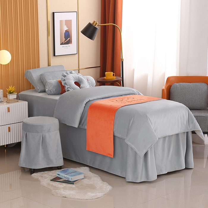 91家纺网 家纺一手货源 找家纺 琪宝阁 2024新款立丝绒美 容床罩套件-欧若拉 蓝灰