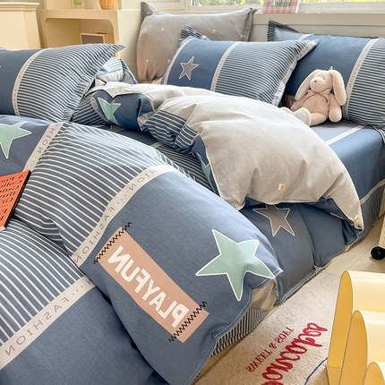 91家纺网 家纺一手货源 找家纺 （总）棉立方家纺 2023新款全棉喷气印花四件套 风格2-床笠款四件套