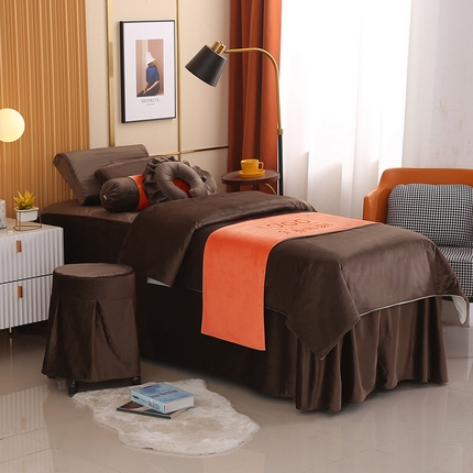 琪宝阁 2024新款立丝绒美 容床罩套件-欧若拉 咖啡