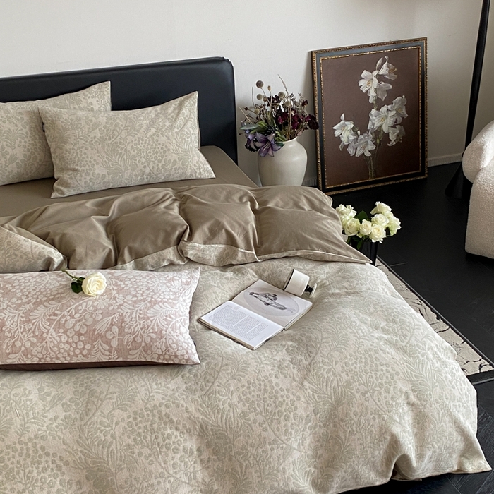 91家纺网 家纺一手货源 找家纺 赫帛 2024新款60支全棉色织提花水洗棉-七草 七草-绿色