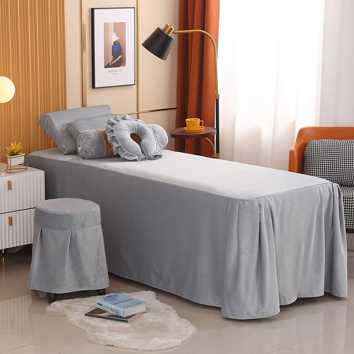 91家纺网 家纺一手货源 找家纺 琪宝阁 2024新款立丝绒美 容床罩套件-欧若拉 蓝灰