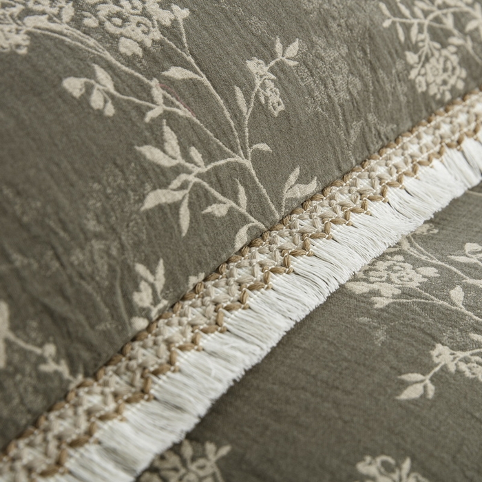 91家纺网 家纺一手货源 找家纺 鲁爱 2025新款全棉色织双层纱布流苏款四件套 惊鸿-绿