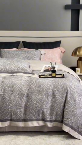 91家纺网 家纺一手货源 找家纺 榻尚 2024新款天丝棉磨毛数码印花工艺款四件套-慕奈 慕奈 高级灰