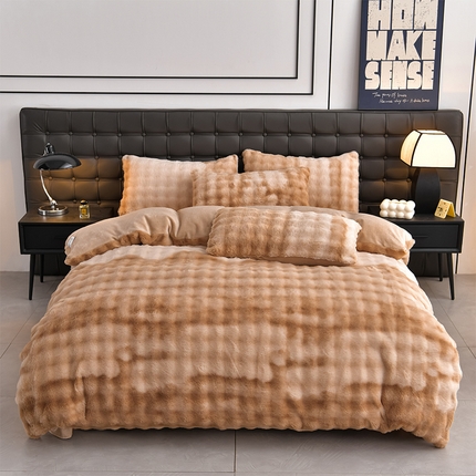 91家纺网 家纺一手货源 找家纺 （总）爱上家居 2024新款AB版兔兔绒牛奶绒四件套