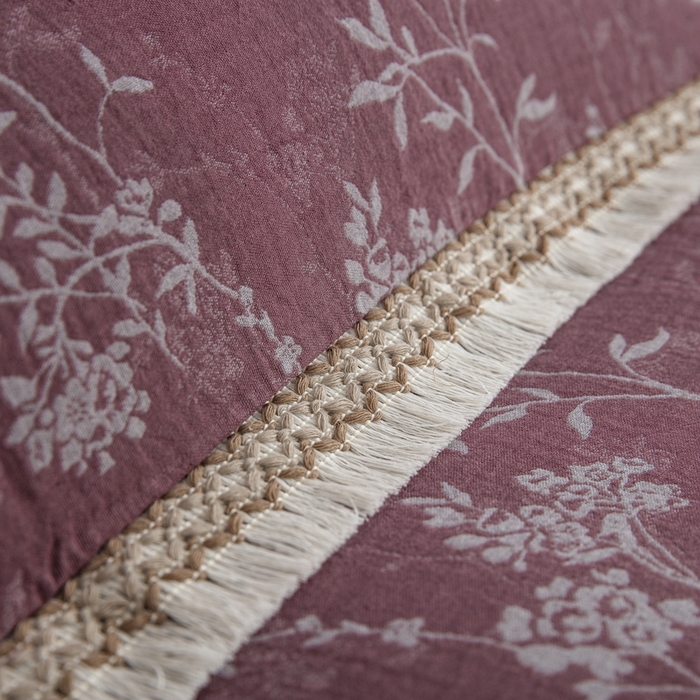 91家纺网 家纺一手货源 找家纺 鲁爱 2025新款全棉色织双层纱布流苏款四件套 惊鸿-豆沙