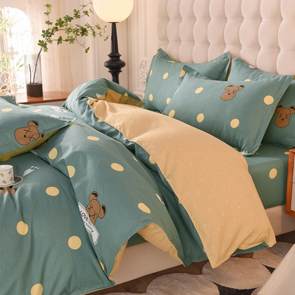 91家纺网 家纺一手货源 找家纺 （总）棉立方家纺 2023新款全棉喷气印花四件套及单品-床笠款四件套