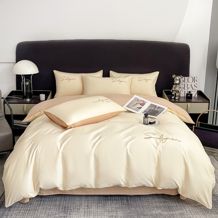 91家纺网 家纺一手货源 找家纺 （总）一帆毯业 2024新款全棉纯色刺绣麻绳滚边四件套