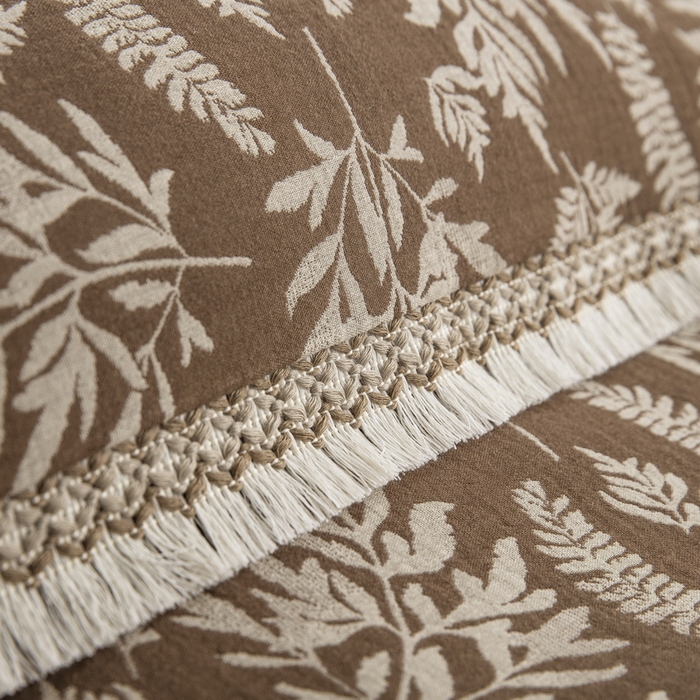 91家纺网 家纺一手货源 找家纺 鲁爱 2025新款全棉色织双层纱布流苏款四件套 扶苏-浅咖