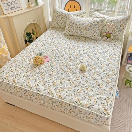 91家纺网 家纺一手货源 找家纺 （总）棉立方家纺 2023新款全棉夹棉喷气印花四件套及单品-单床笠