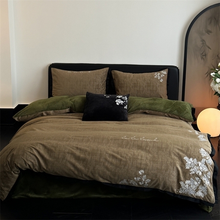 （总）赫帛 2024新款刺绣鎏金绒四件套-夕雾