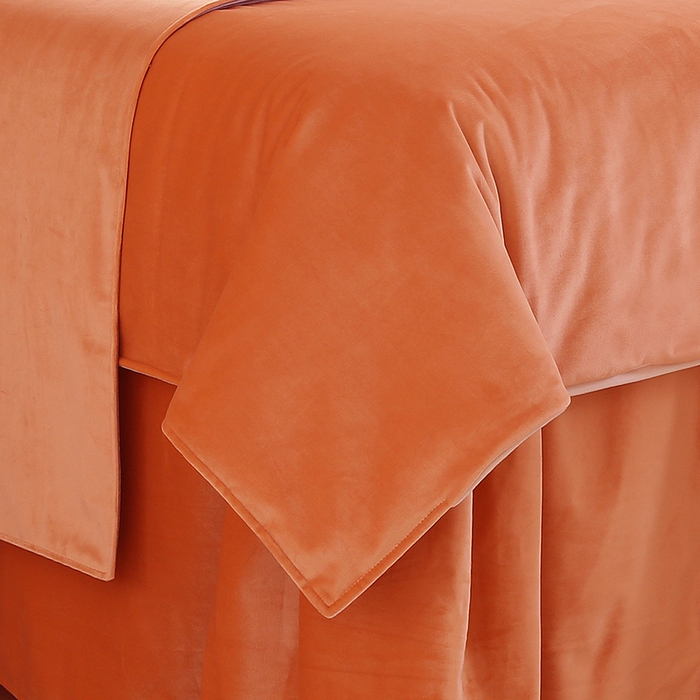 91家纺网 家纺一手货源 找家纺 琪宝阁 2024新款立丝绒美 容床罩套件-欧若拉 桔色