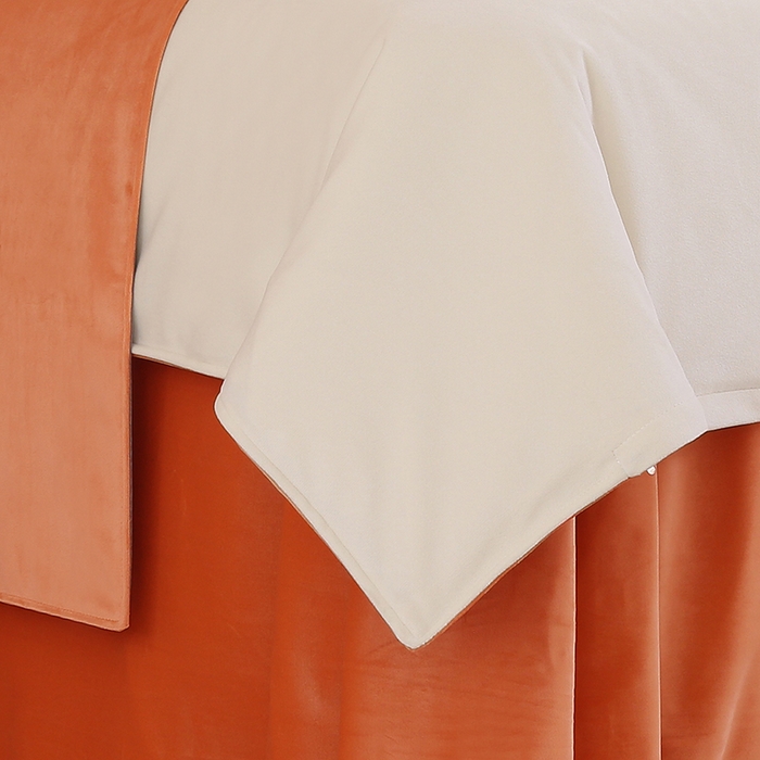 91家纺网 家纺一手货源 找家纺 琪宝阁 2024新款立丝绒美 容床罩套件-欧若拉 桔色