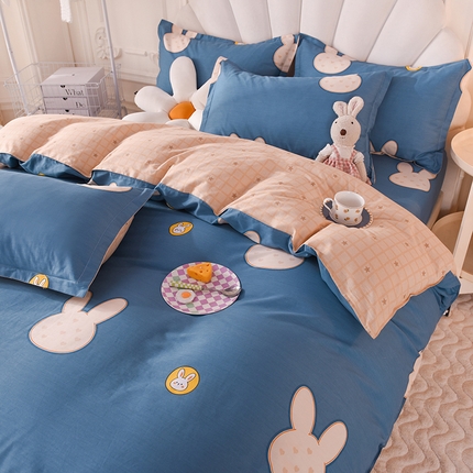 91家纺网 家纺一手货源 找家纺 （总）棉立方家纺 2023新款全棉喷气印花四件套及单品-床单款四件套