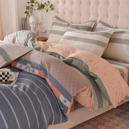 91家纺网 家纺一手货源 找家纺 （总）棉立方家纺 2023新款全棉喷气印花四件套及单品-床笠款四件套