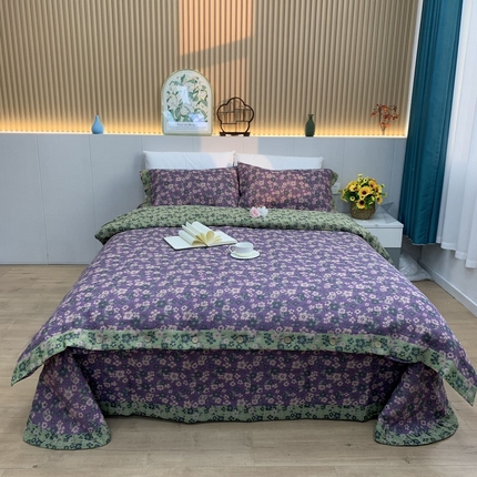 鲁爱 2025新款三层纱床盖款四件套 清新之歌-紫