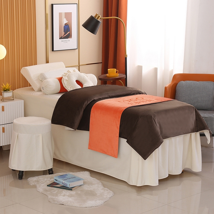 91家纺网 家纺一手货源 找家纺 琪宝阁 2024新款立丝绒美 容床罩套件-欧若拉 咖啡米色床罩