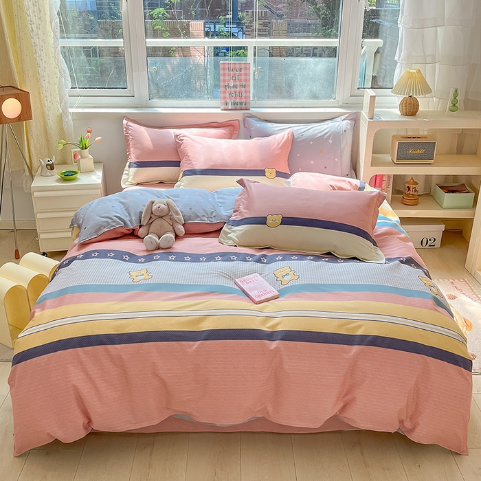 91家纺网 家纺一手货源 找家纺 （总）棉立方家纺 2023新款全棉喷气印花四件套 风格2-床单款四件套